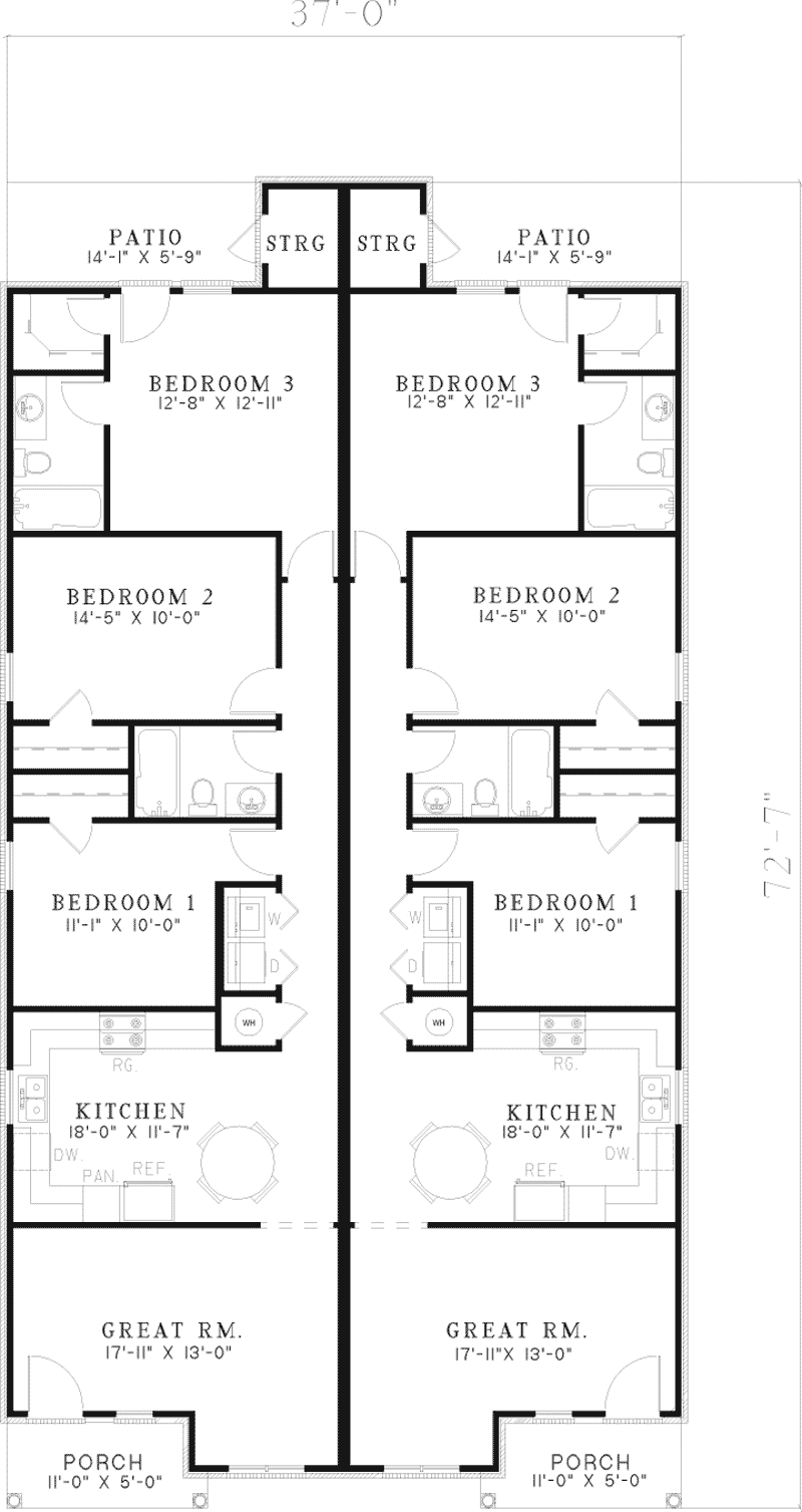 Harris Ridge Duplex  Home  Plan  055D 0388 House  Plans  and More