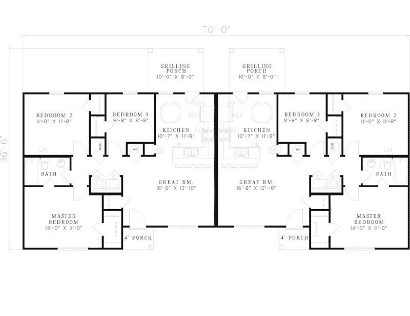 Winfield Ranch Style Duplex Plan 055D0395 House Plans