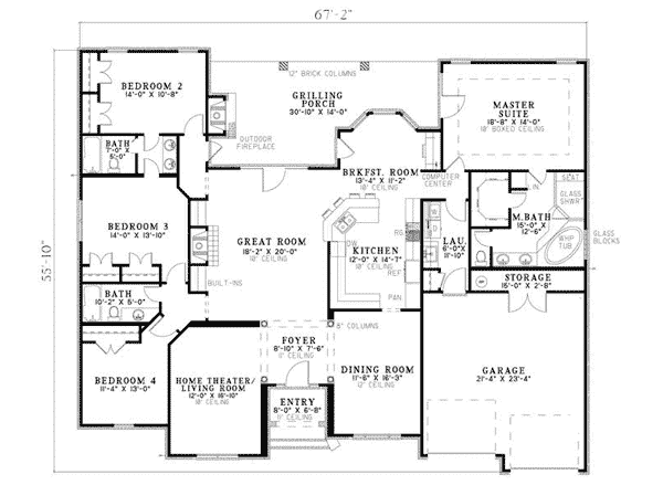 Ranch Home Plan First Floor 055D-0748