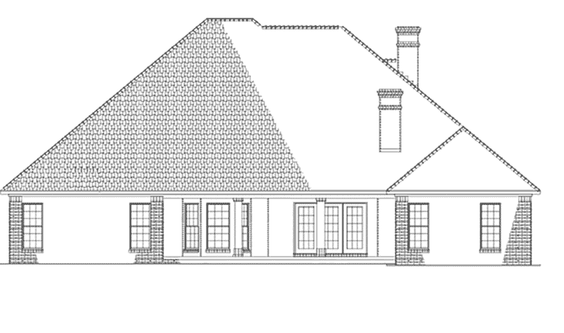 Traditional House Plan Rear Elevation - Luxury One Story House | Traditional Ranch House