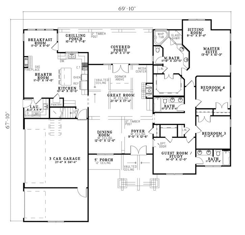 Wilburton Craftsman Ranch Home Plan 055D-0860 - Shop House Plans and More