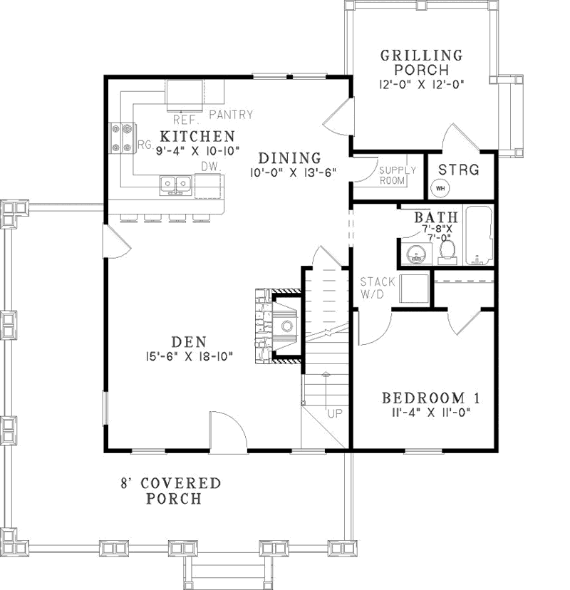 Craftsman House Plan First Floor - Silvercrest Craftsman Cabin Home 055D-0891 | House Plans and More