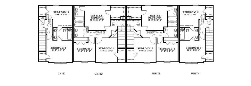 Kirlin Rustic Stone Fourplex Plan 055D-0896 - Search House Plans and More