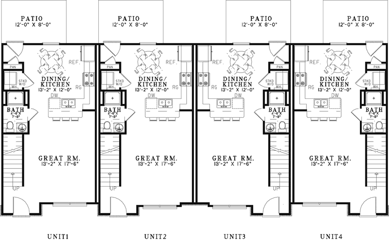 Galloway Place Rustic Fourplex Plan 055D-0907 - Search House Plans and More