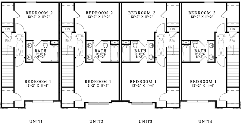 Galloway Place Rustic Fourplex Plan 055D-0907 - Search House Plans and More