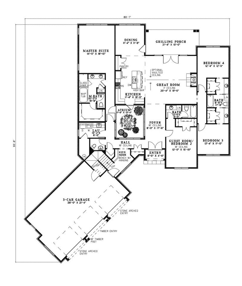 Mountain Home Plan First Floor 055D-0961