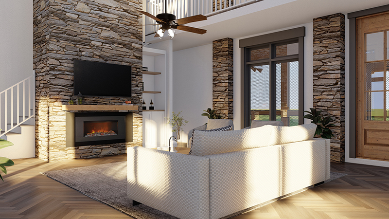Arts & Crafts House Plan Family Room Photo 01 - Casey Grove Craftsman Home 055D-0990 - Search House Plans and More
