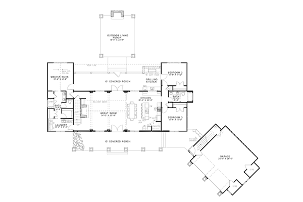 Southern Home Plan First Floor 055D-0990