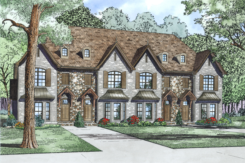 Traditional House Plan Front of Home - Palo Quarry Multi-Family Home 055D-1015 - Shop House Plans and More