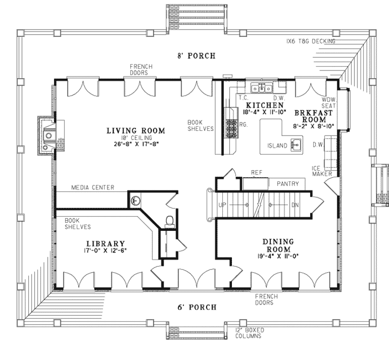 Waterfront Home Plan First Floor 055D-1079