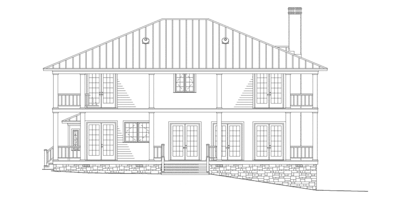 Southern Plantation House Plan Rear Elevation - 055D-1079 - Shop House Plans and More