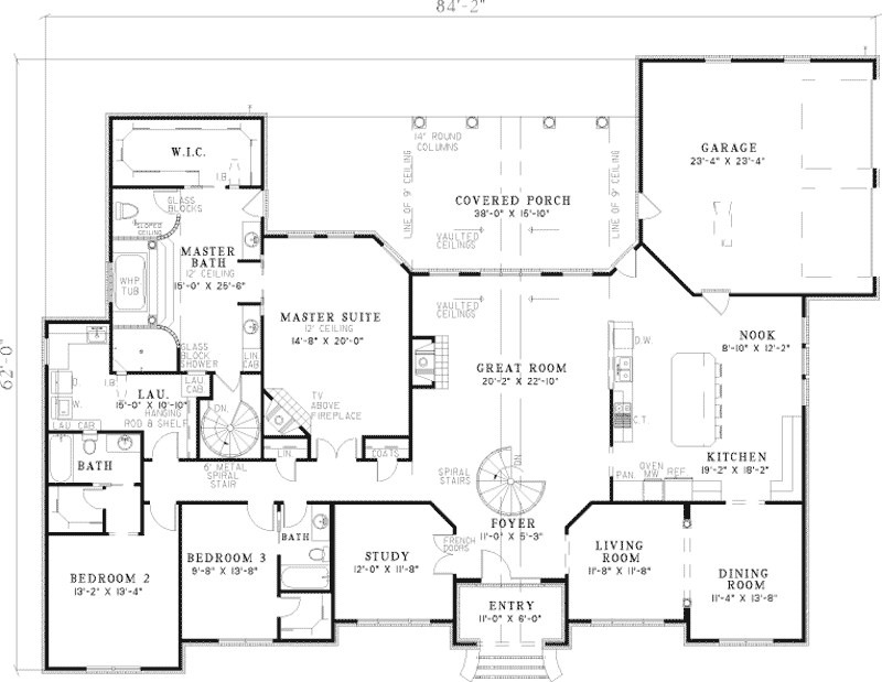 Leroux Brick Ranch  Home Plan  055S 0046 House  Plans  and More