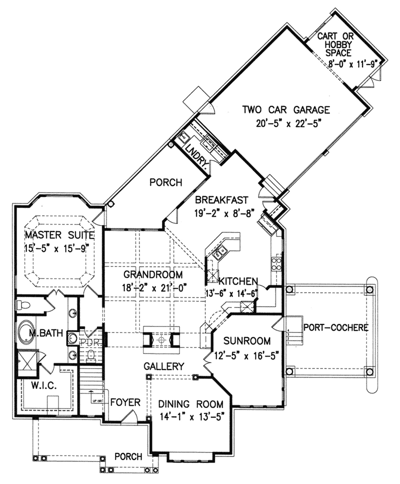 Southern Home Plan First Floor 056D-0088