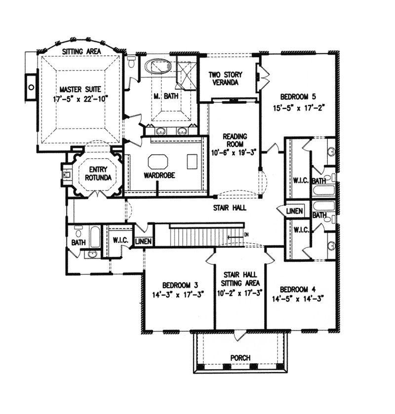 Greek Revival House Plan Second Floor - 056S-0016 - Shop House Plans and More