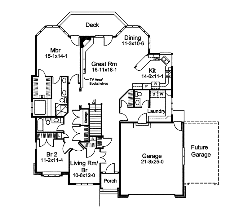 Sunbelt Home Plan First Floor 057D-0008