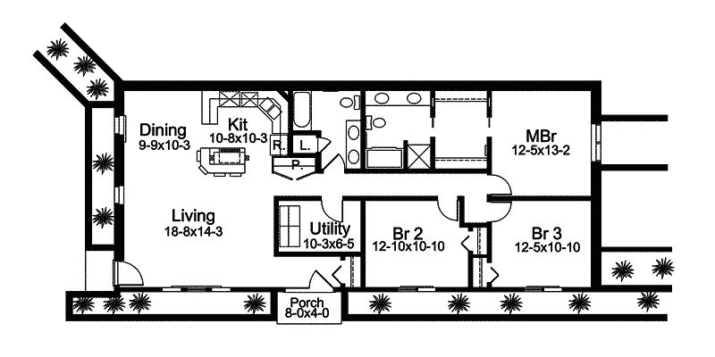 Berm House Plan First Floor - Cortez Spring Berm Home 057D-0018 | House Plans and More