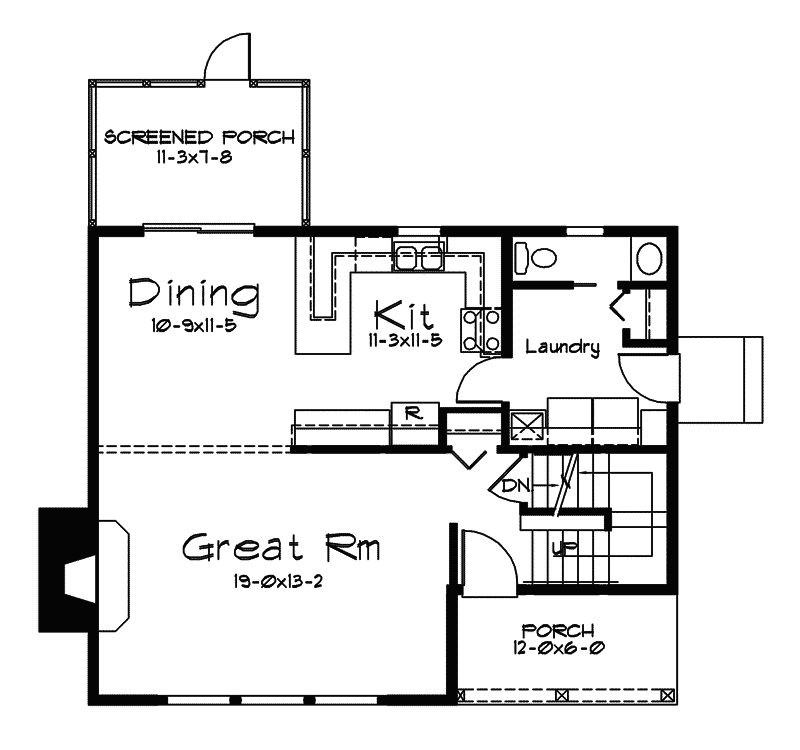 Saltbox Home Plan First Floor 057D-0022