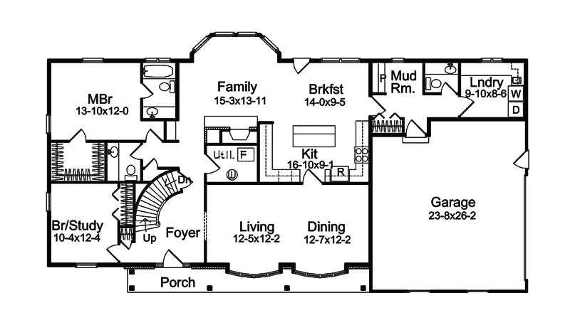 Early American House Plan First Floor - Harmon Oak Early American Home 057D-0032 | House Plans and More