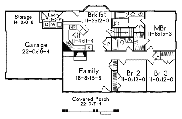 Traditional Home Plan First Floor 058D-0021