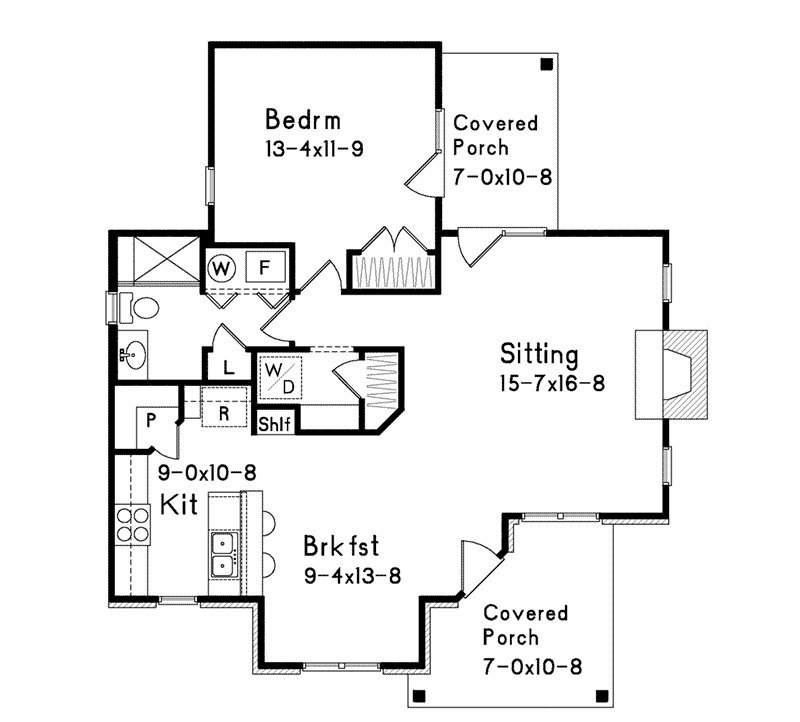 Beach & Coastal House Plan First Floor - Mill River Cottage Home 058D-0195 - Shop House Plans and More