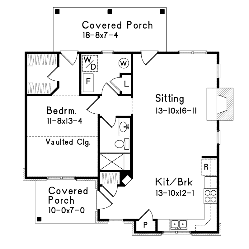 Ranch Home Plan First Floor 058D-0196