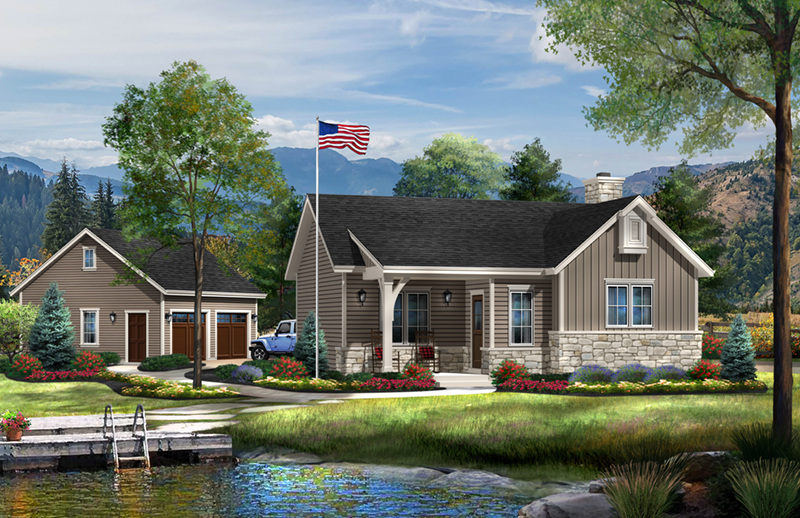 Rustic House Plan Front of Home - Sawyer Hill Cottage Home 058D-0196 - Shop House Plans and More