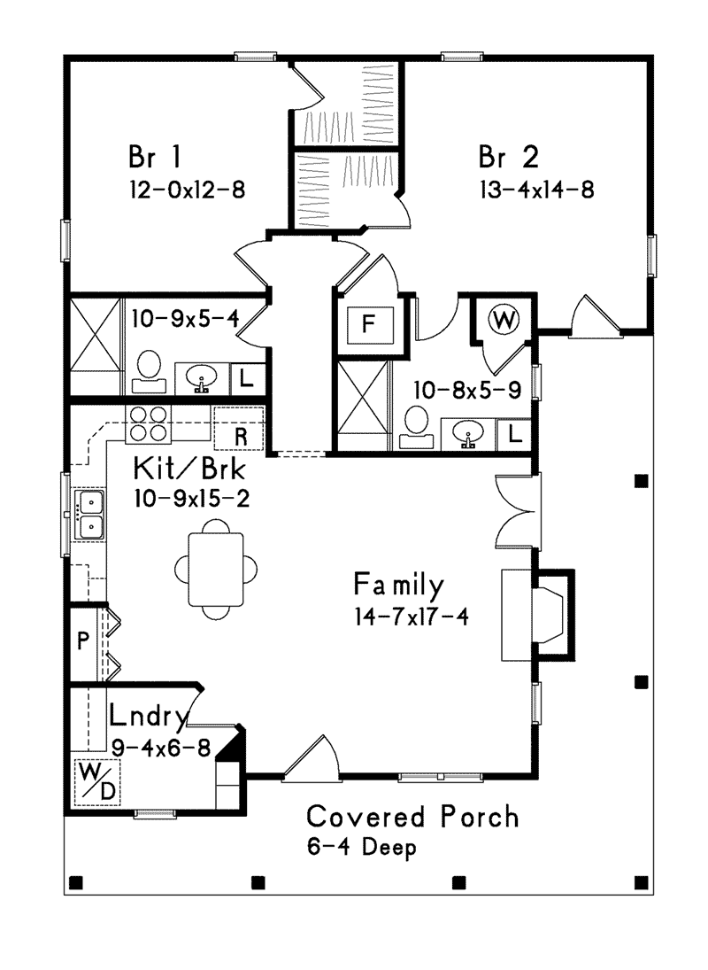 Cabin & Cottage House Plan First Floor - Harlow Creek Country Cottage 058D-0199 - Search House Plans and More
