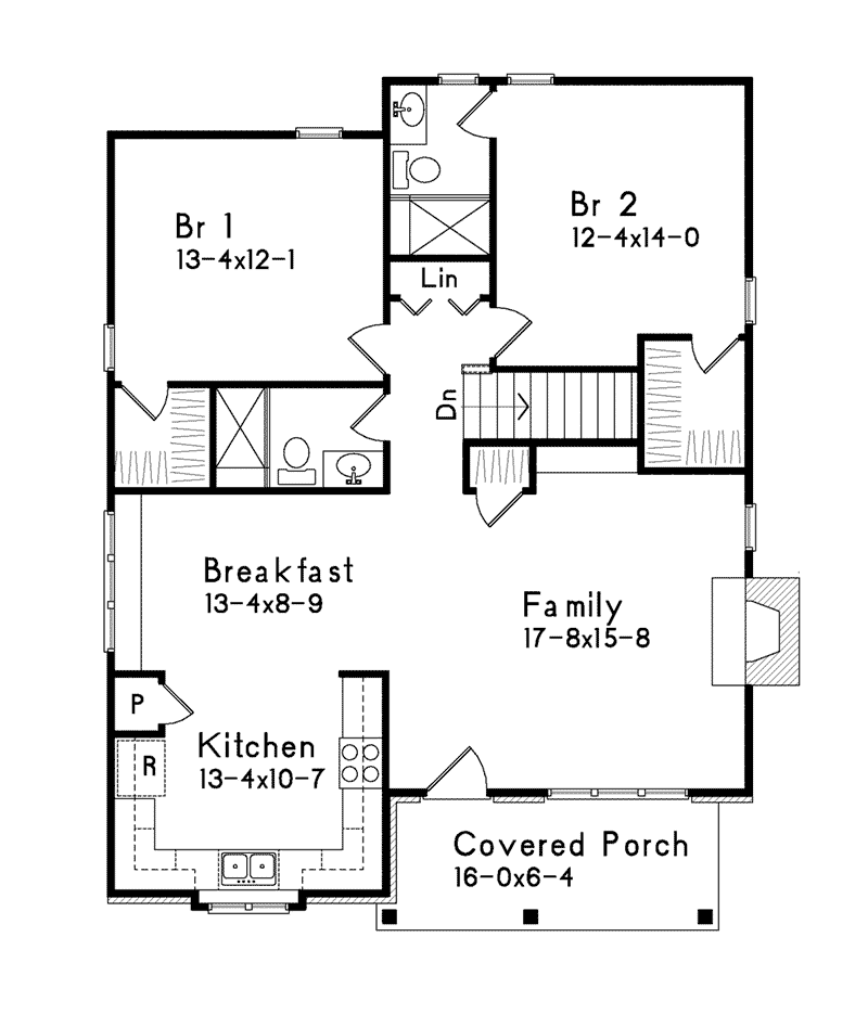 Craftsman House Plan First Floor - Brookfalls Craftsman Home 058D-0201 - Search House Plans and More