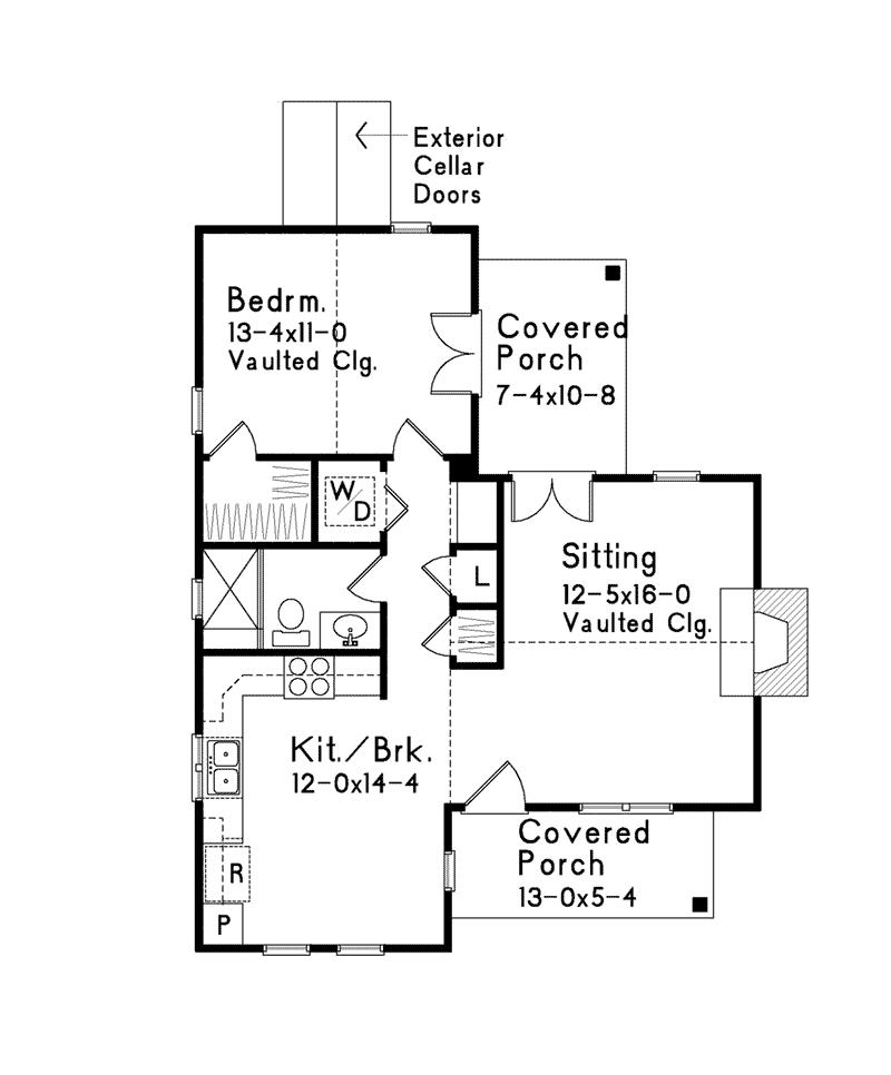 Ranch House Plan First Floor - Gatehill Rustic Cabin Home 058D-0202 - Search House Plans and More