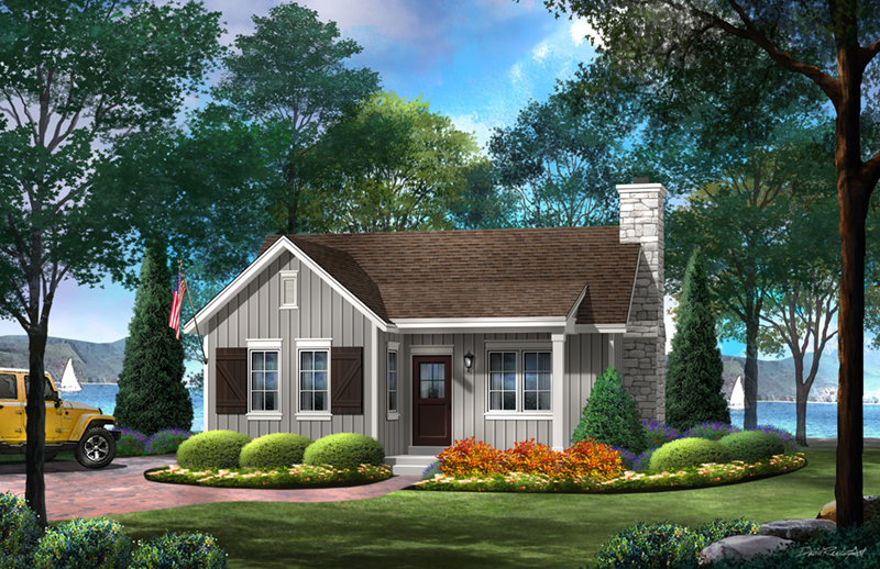 Ranch House Plan Front of Home - Gatehill Rustic Cabin Home 058D-0202 - Search House Plans and More
