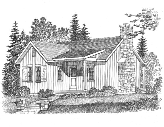 Ranch House Plan Front Image of House - Gatehill Rustic Cabin Home 058D-0202 - Search House Plans and More