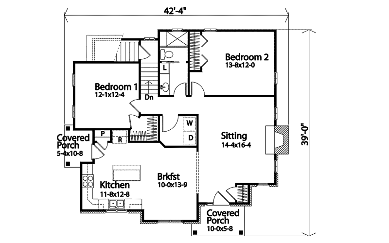 Cabin & Cottage Home Plan First Floor 058D-0203