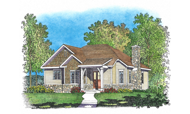 Country House Plan Front of Home - Jake Creek Country Cabin Home 058D-0203 - Search House Plans and More