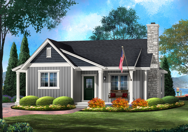 Shingle House Plan Front of Home - Kemp Woods Country Home 058D-0204 - Search House Plans and More