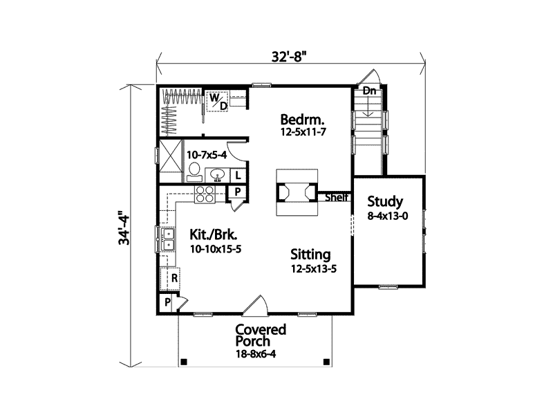 Cabin & Cottage Home Plan First Floor 058D-0208