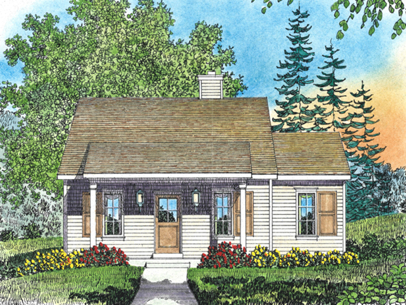 Ranch House Plan Front of Home - Neva Pass Country Cabin 058D-0208 - Shop House Plans and More