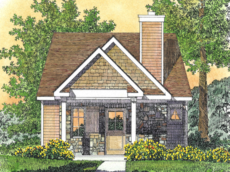 Ranch House Plan Front of Home - Peal Hollow Country Cabin 058D-0210 - Shop House Plans and More