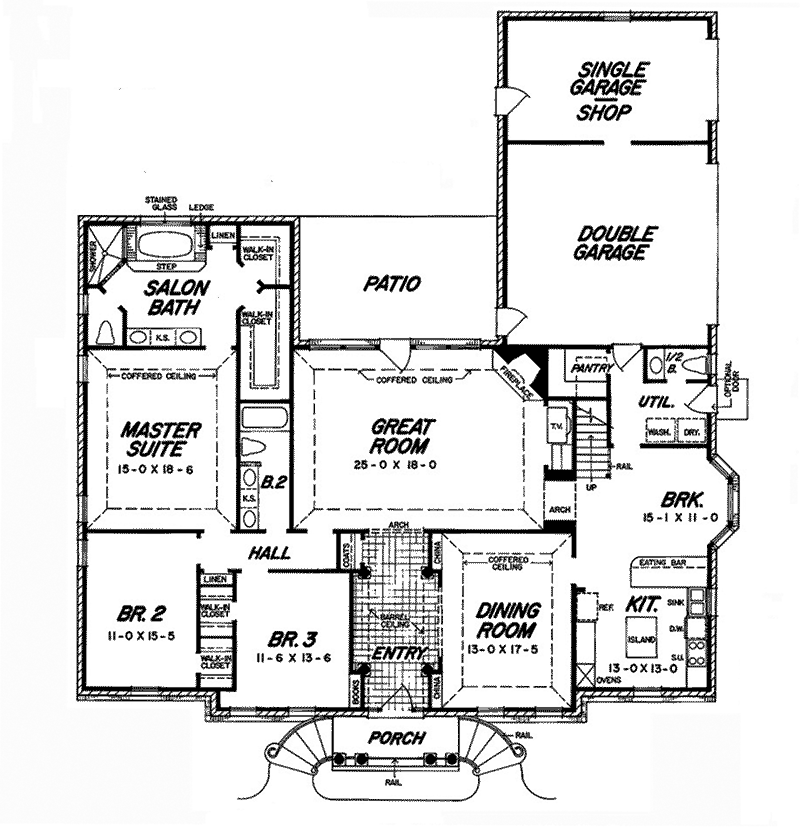 Ranch House Plan First Floor - 060D-0302 - Shop House Plans and More