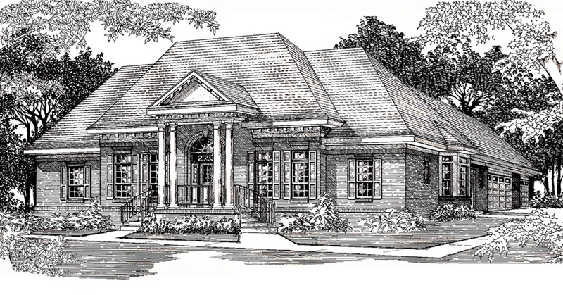 Ranch House Plan Front of Home - 060D-0302 - Shop House Plans and More
