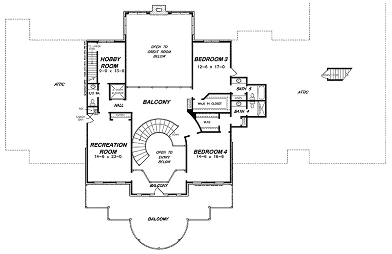 Colonial House Plan Second Floor - 060D-0518 - Shop House Plans and More