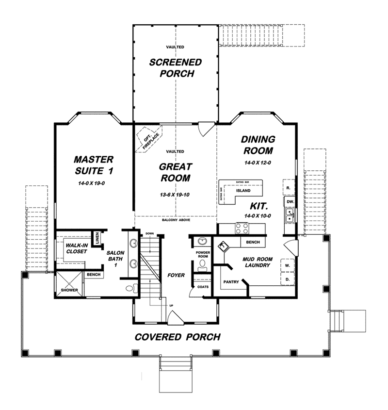 Waterfront House Plan First Floor - 060D-0529 - Shop House Plans and More