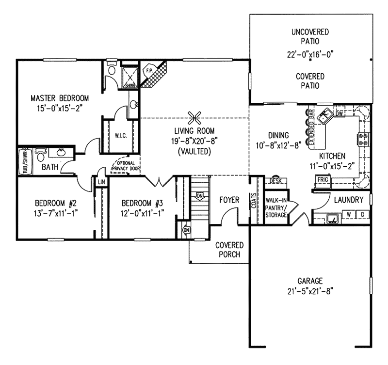 Country House Plan First Floor - Lismore Contemporary Ranch Home 067D-0003 | House Plans and More