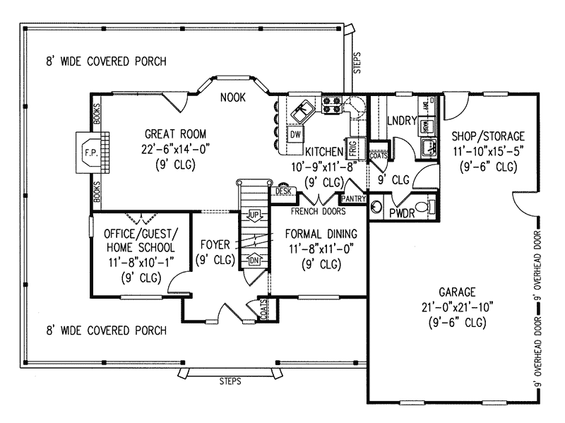 Traditional House Plan First Floor - Yosemite Hill Country Farmhouse 067D-0006 | House Plans and More