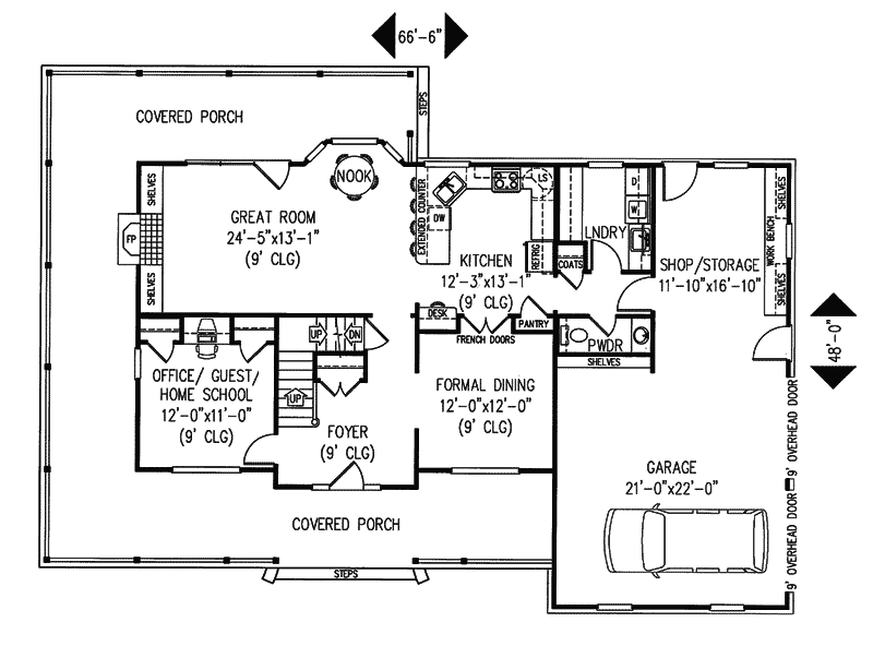Farmhouse Plan First Floor - Hemlock Country Farmhouse 067D-0009 - Search House Plans and More