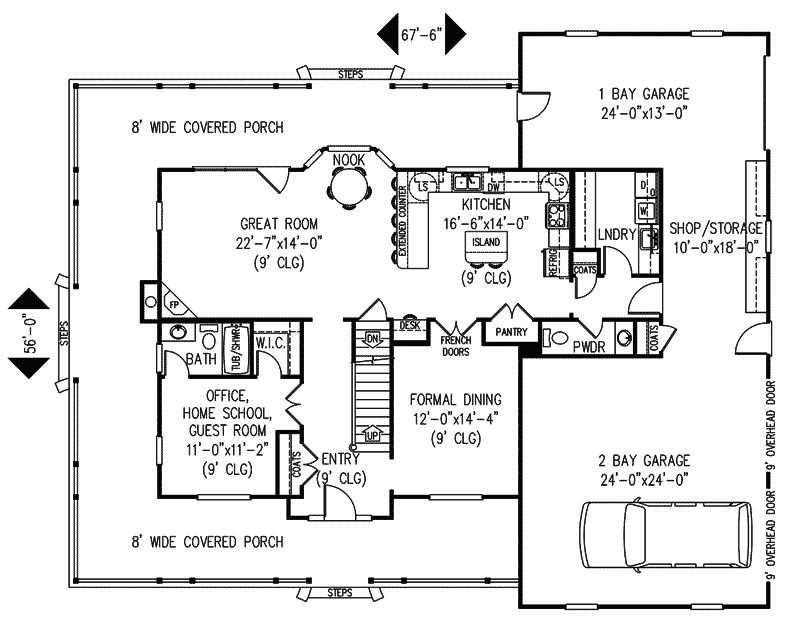 Country Home Plan First Floor 067D-0016