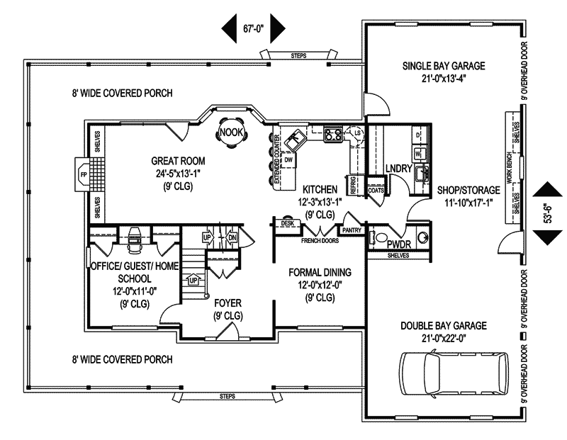 Traditional Home Plan First Floor 067D-0024