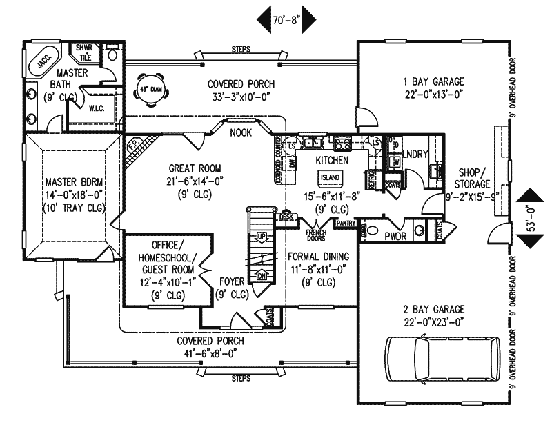 Country House Plan First Floor - Cassilly Country Farmhouse 067D-0026 | House Plans and More