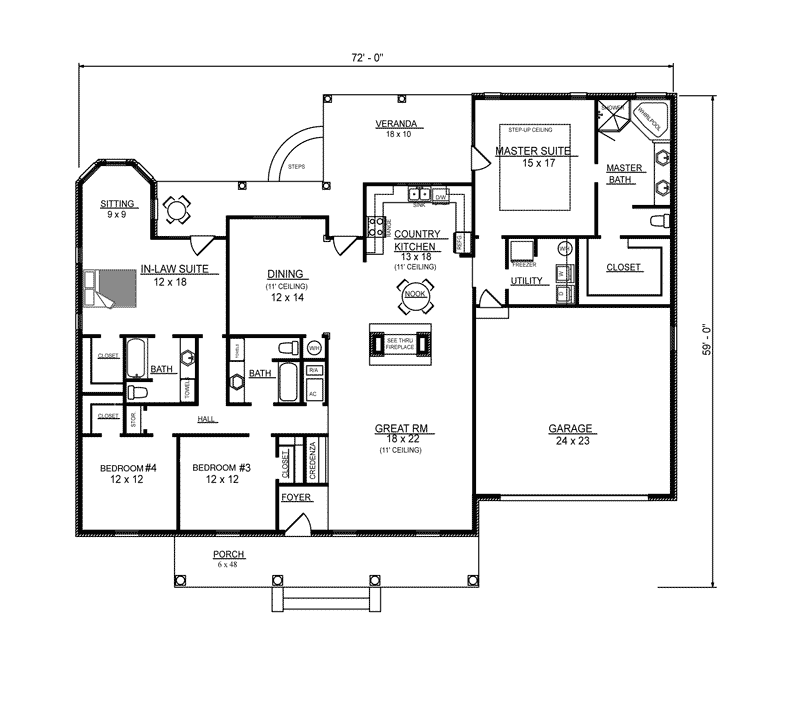 Brody Country Ranch Home Plan 069D-0122 - Search House Plans and More