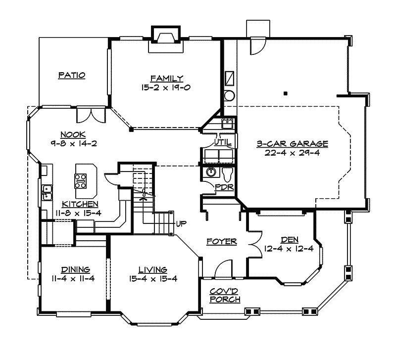 Southern House Plan First Floor - Rooney Craftsman Home 071D-0003 | House Plans and More