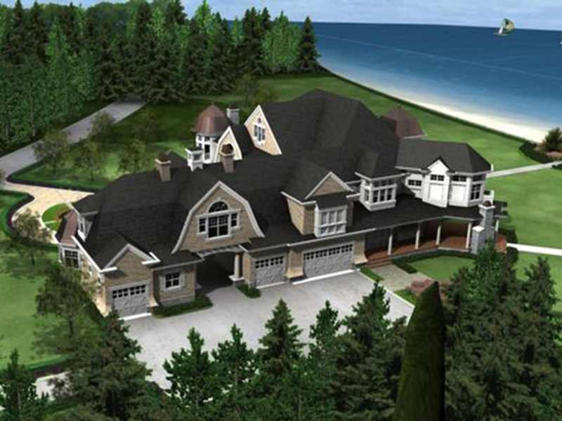 Shingle House Plan Side View Photo - Horton Manor Luxury Home 071S-0001 - Search House Plans and More